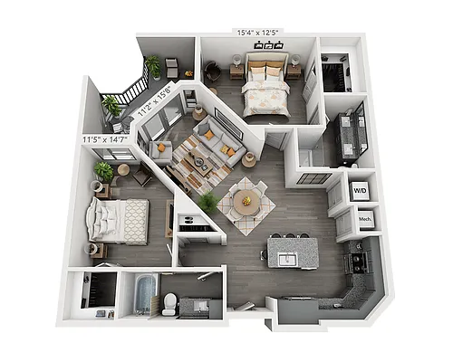 Floor plan Two Bedroom B2K-II