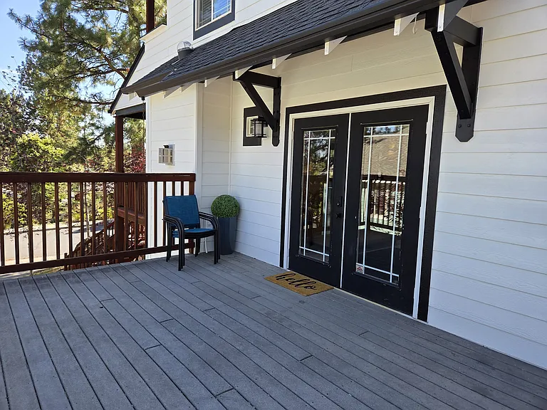 Side deck french-doors entry.