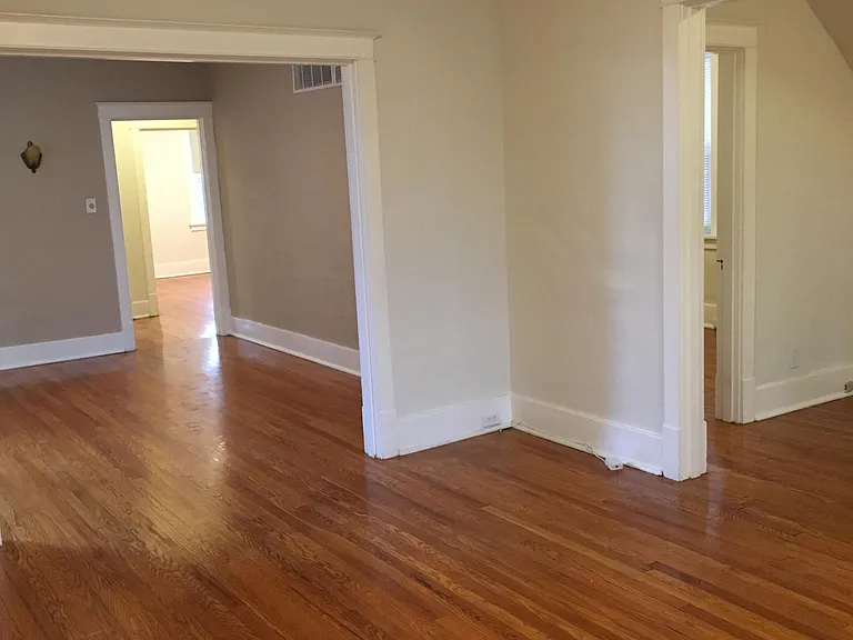 Looking from living room to dining room hardwood floors