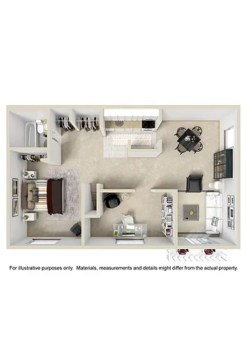 Floor plan One Bedroom Den Dalewood