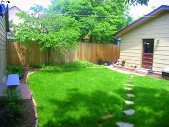 Private fenced backyard
