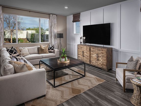 Residence 3 great room modeled at a nearby Meritage community.