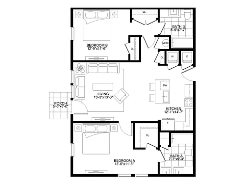 Floor plan 2br Duplex