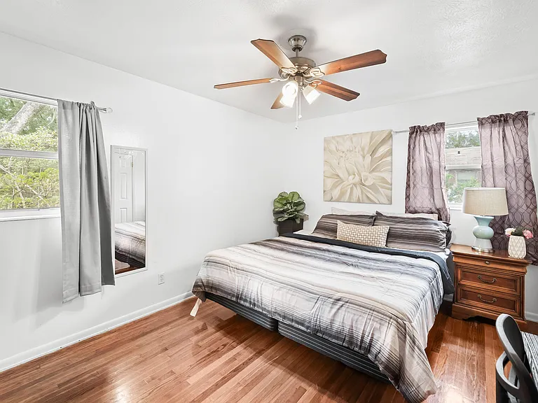 Private Bathroom - Large master bedroom with 40' TV, large closet, desk & chair, dresser, mirror and night stand