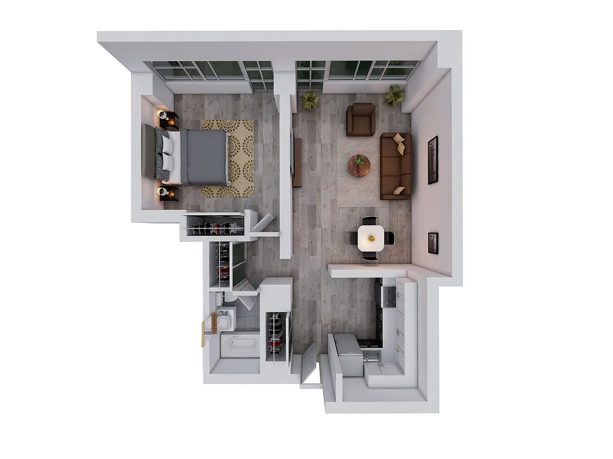Floor plan Renovated 1 Bed 1 Bath