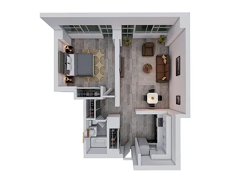 Floor plan Renovated 1 Bed 1 Bath