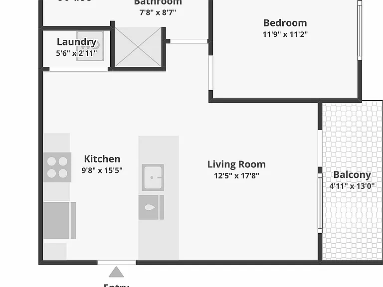South Bank 1B Floor Plan - 605 Square Feet South Bank 1B Floor Plan - 605 Square Feet