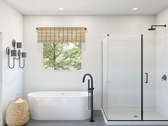 Primary bath with glass shower enclosure