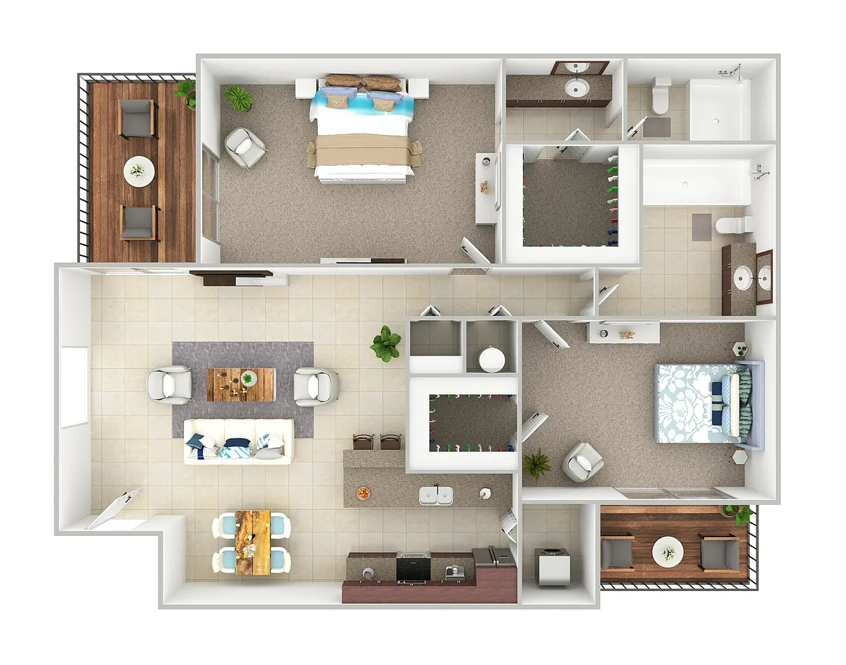 Floor plan B3 - 2 Bedroom,2 Bathroom