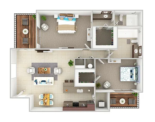 Floor plan B3 - 2 Bedroom,2 Bathroom