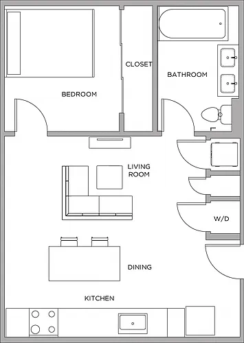 Floor plan 1 Bed/1 Bath-660