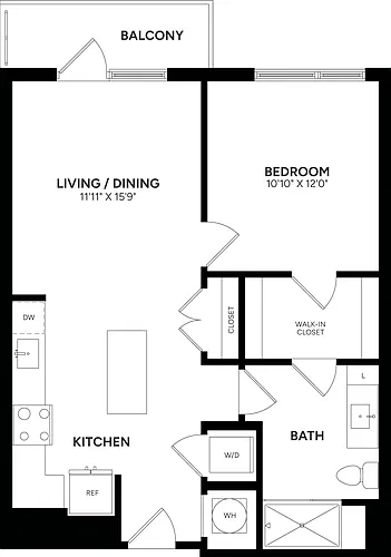 Floor plan 1 Bed/ 1 Bath-A11b