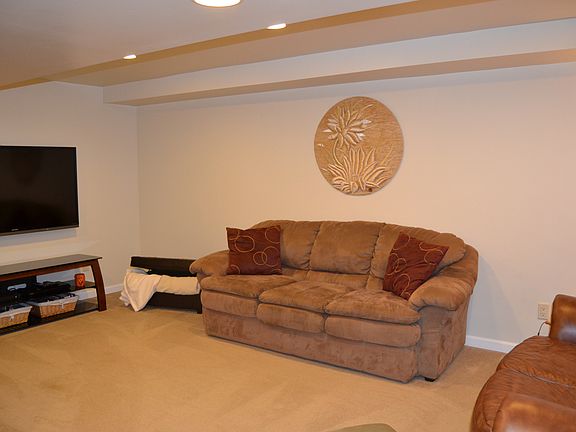 family room in basement