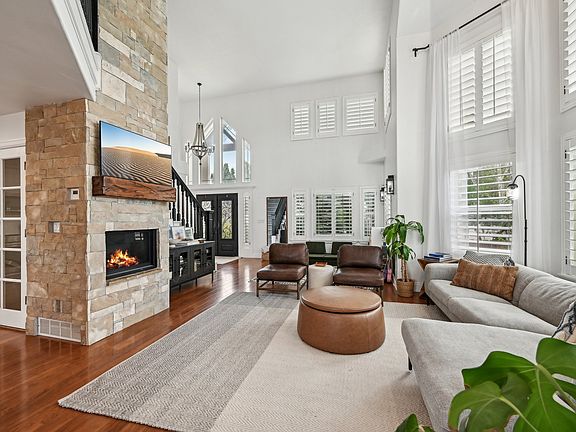 Main level living area with gas fireplace