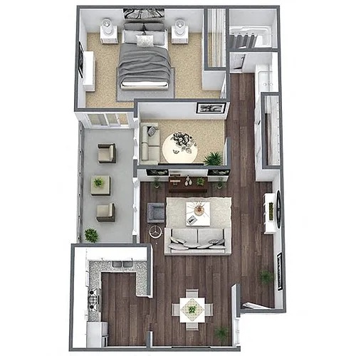 Floor plan A1: 1 Bed 1 Bath