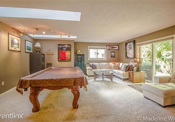 Family Room with Pool Table, Leather Sectional, Sliding Door
