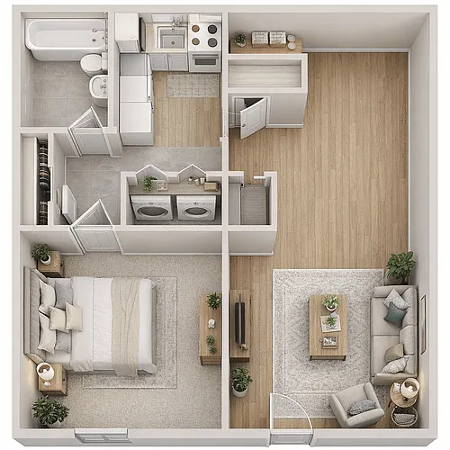 Floor plan 1 Bedroom Gardens II