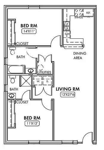 Floor plan 2 Bedrooms 2 Baths