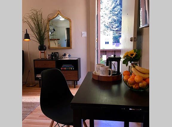 Entry door, dining area