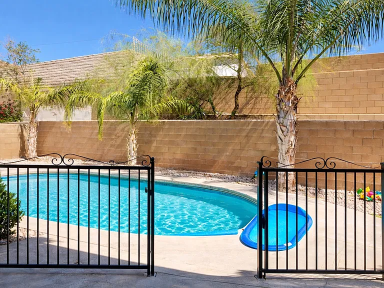 Gated entrance to the pool for kids and pets security