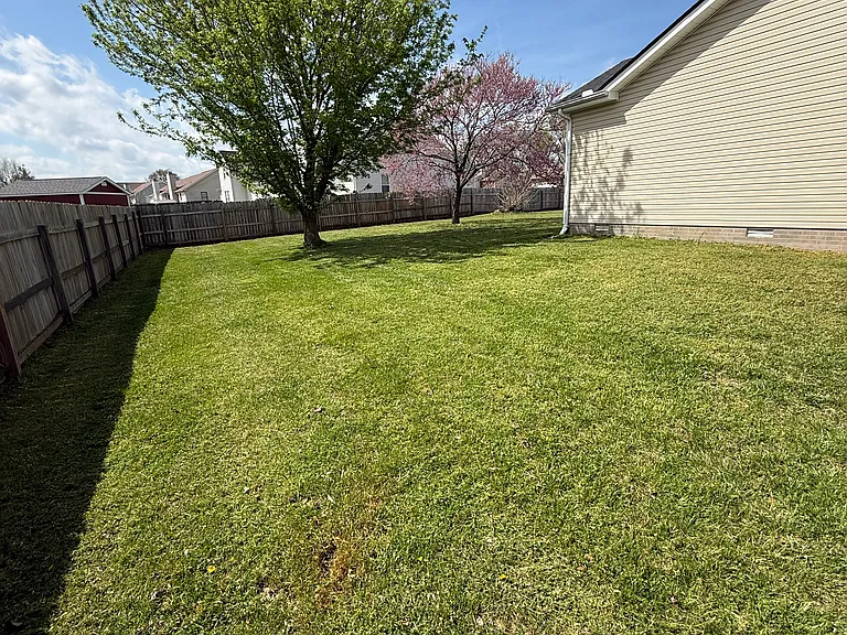 Large fenced backyard for pets to run freely.