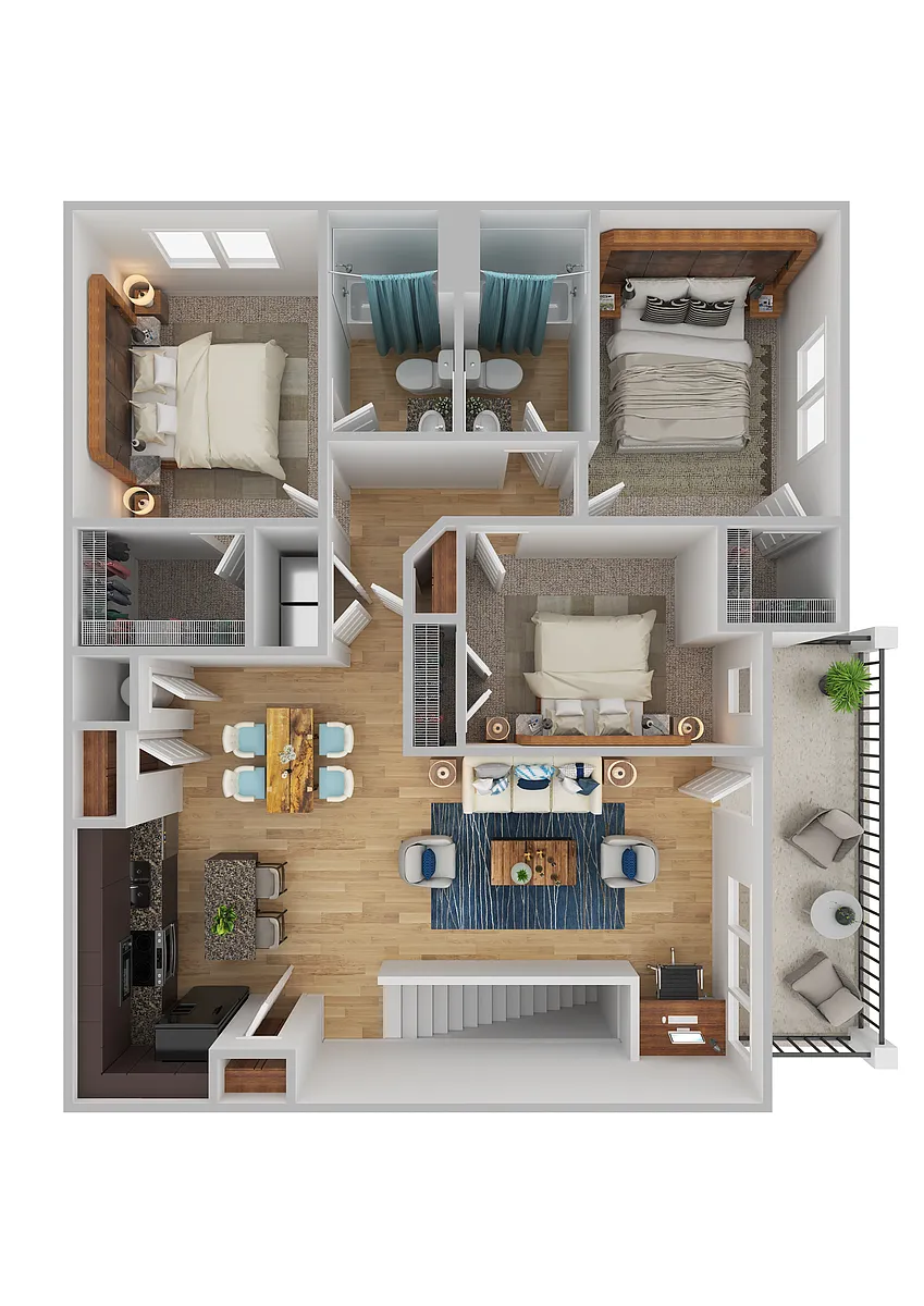 Floor plan C1O - Three Bedroom, Two Bathroom