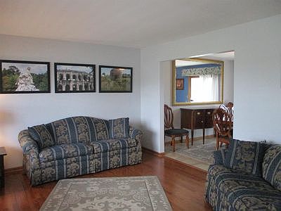 Living room with hardwood