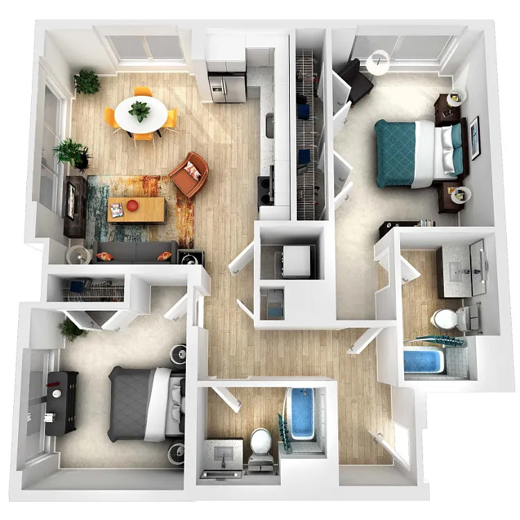 Floor plan 2 Bedroom 2 Bathroom 22B