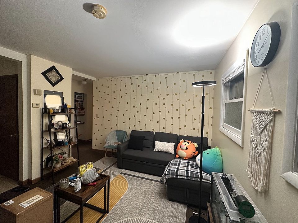 living room open to the kitchen area