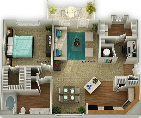 The Carriage One Bedroom Floor Plan The Carriage One Bedroom Floor Plan