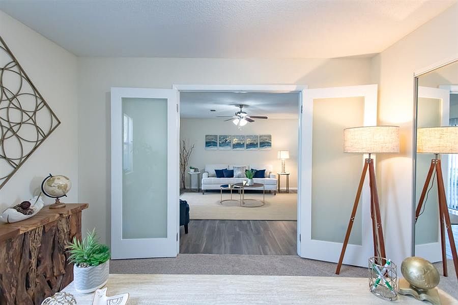 View of living room from office