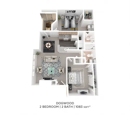 Floor plan Two Bedroom 2 Bath - 1,083 sqft