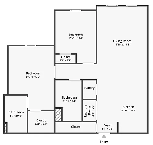 Floor plan 2 bedroom 60%