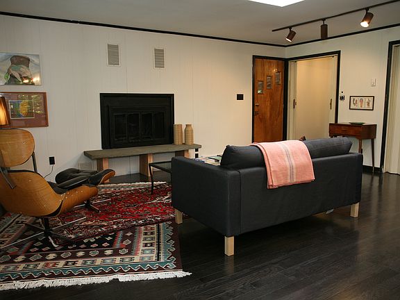 Cozy wood fireplace