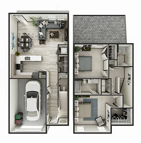 Floor plan Seneca with 1 Car Garage