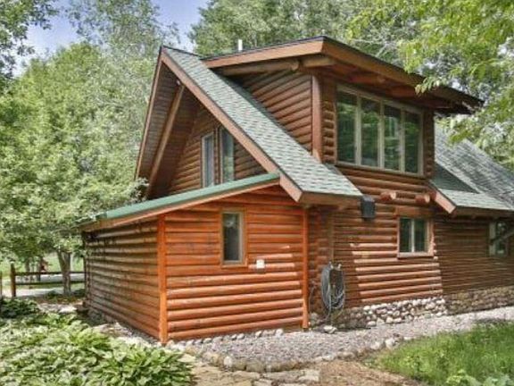 Ag Land; Investment Opportunity; Lakeshore; Hunt; Fish; Hike - I94/Hwy 65, WI:  Rear of Log Home - Cross Creek Cutback Ranch