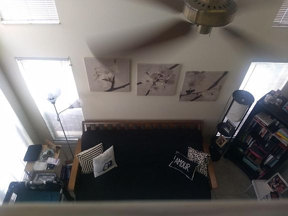 View of the living room from the loft bedroom