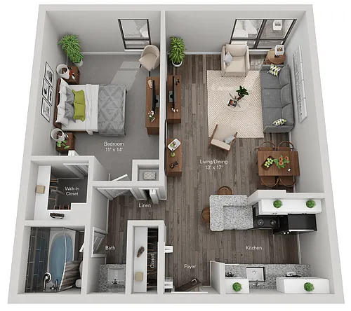 Floor plan Lodge - 1 Bed, 1 Bath