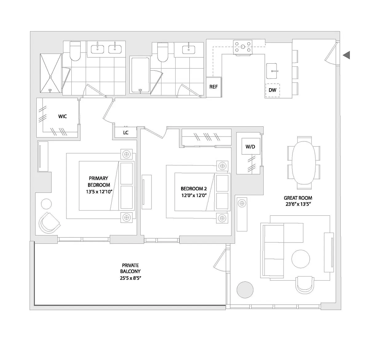 Floor plan 2 BED A12