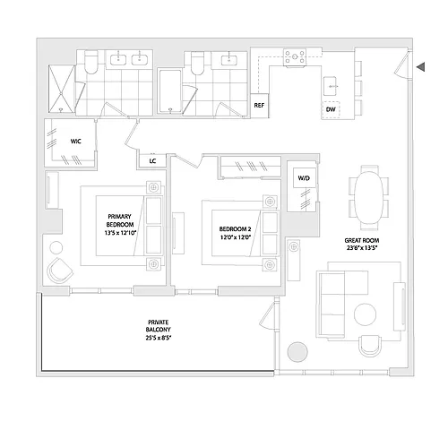 Floor plan 2 BED A12