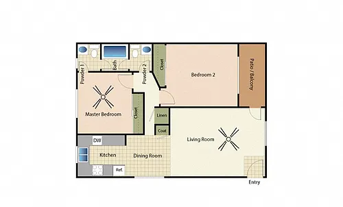 Floor plan 2 Bedrooms 1.5 Baths - 21A