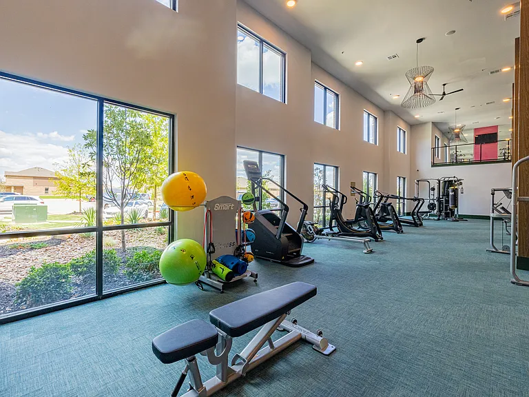 Stay active with a fully equipped fitness center right at home.