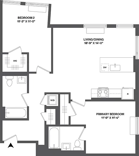 Floor plan 2 Bed/2 Bath-2B-2