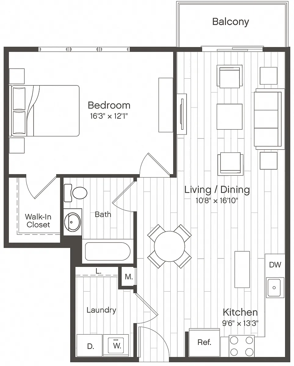 Floor plan 1 Bed/1 Bath-A5
