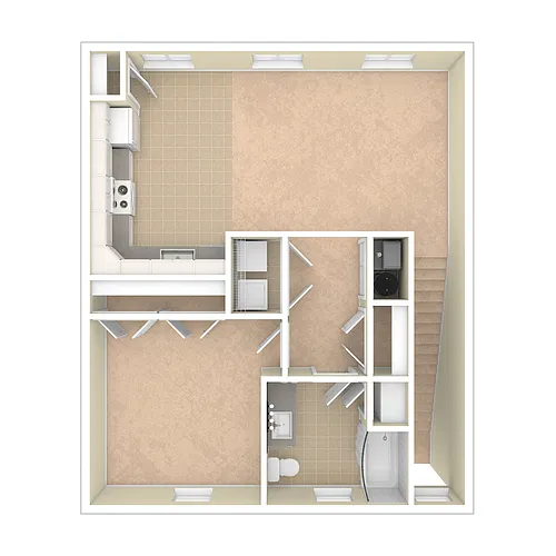 Floor plan 1 Bed_1 Bath Upper