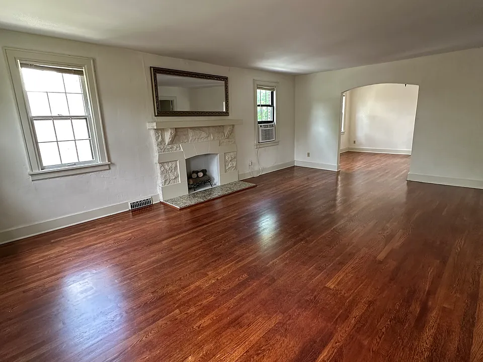 Spacious living room with lots of natural light