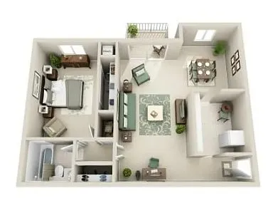 Floor plan 1bd/1ba