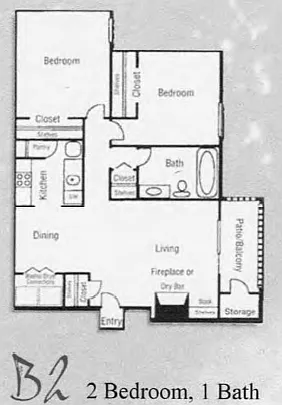 Floor plan 2 bed/1 bath
