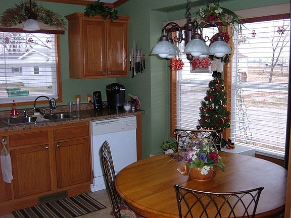 Stainless steel sink, updated faucet, counter top, light fixtures.