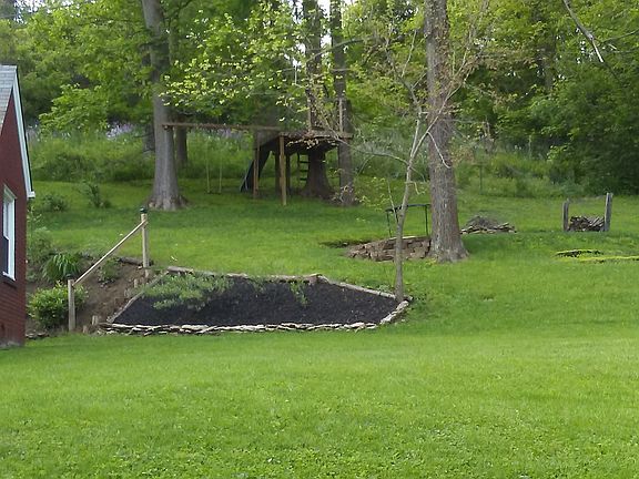 Firepit and treehouse